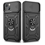 Gpack Apple iPhone 13 Tank Aramid Sürgülü Vega Yüzüklü Nano Siyah Kılıf