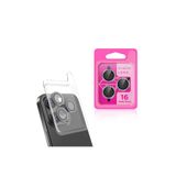 Gpack Apple iPhone 16 Pro Max ile Uyumlu Kamera Lens Koruyucu, Taşlı Metal, Siyah