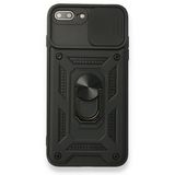 Gpack Apple iPhone 7 Plus Tank Aramid Sürgülü Vega Yüzüklü Siyah Kılıf