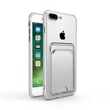 Gpack Apple iPhone 8 Plus 1 Adet Kartlıklı Şeffaf Silikon Kamera Korumalı Kılıf