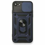 Gpack Apple iPhone SE 2020 Tank Aramid Sürgülü Vega Yüzüklü Lacivert Kılıf