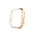 Gpack Apple Watch 10 42mm ile Uyumlu Kasa Koruyucu Taşlı Gard, Rose Gold