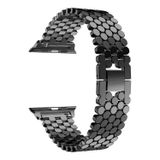 Gpack Apple Watch SE 40 mm Metal Bal Peteği Desen Renkli KRD 30 Siyah Kordon