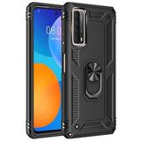 GPACK Huawei P Smart 2021 ile uyumlu Kılıf Vega Tank Koruma Standlı Yüzüklü Mıknatıslı, Siyah