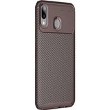 Gpack Huawei Y6 2019 Negro Karbon Dizayn Kahverengi Silikon Kılıf