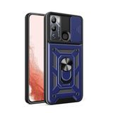 GPACK Infinix Hot 12i ile uyumlu Kılıf Pars Sürgülü Vega Yüzüklü Sert Silikon, Lacivert