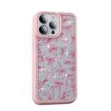 GPACK iPhone 14 Pro Max ile uyumlu Kılıf Simli ve Taşlı Dizayn Azra Kapak Pembe