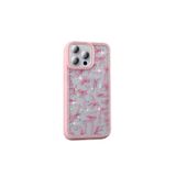 GPACK iPhone 15 Pro ile uyumlu Kılıf Simli ve Taşlı Dizayn Azra Kapak Pembe