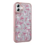 GPACK iPhone 16 Plus ile uyumlu Kılıf Simli ve Taşlı Dizayn Azra Kapak Pembe
