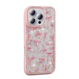 GPACK iPhone 16 Pro Max ile uyumlu Kılıf Simli ve Taşlı Dizayn Azra Kapak Pembe