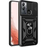 Gpack Kılıf Tank Aramid Sürgülü Vega Yüzüklü Sert Silikon Siyah, Infinix Hot 12I Ile Uyumlu