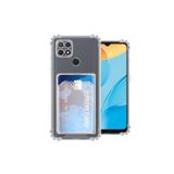 Gpack Oppo A15S ile Uyumlu Kılıf, Kartlıklı Silikon, Kamera Korumalı, Şeffaf