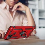 GPACK Oppo A15S ile uyumlu Kılıf Vega Tank Standlı Yüzüklü Mıknatıslı, Kırmızı