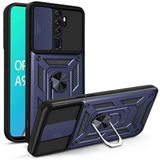 GPACK Oppo A5 2020 ile uyumlu Kılıf Pars Sürgülü Vega Yüzüklü Sert Silikon, Lacivert