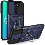 Gpack Oppo A5 2020 Tank Aramid Sürgülü Vega Yüzüklü Lacivert Kılıf