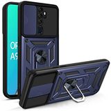 Gpack Oppo A9 2020 Tank Aramid Sürgülü Vega Yüzüklü Lacivert Kılıf