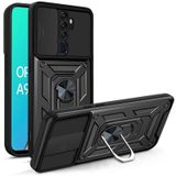 Gpack Oppo A9 2020 Tank Aramid Sürgülü Vega Yüzüklü Siyah Kılıf