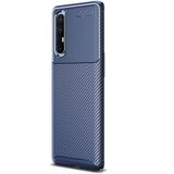 GPACK Oppo Reno 3 Pro ile uyumlu Kılıf Negro Karbon Dizayn Silikon, Lacivert
