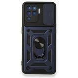 Gpack Oppo Reno 5 Lite Tank Aramid Sürgülü Vega Yüzüklü Lacivert Kılıf