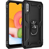 Gpack Samsung Galaxy A01 Core Vega Tank Koruma Standlı Yüzüklü Mıknatıslı Siyah Cep Telefonu Kılıfı