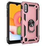 Gpack Samsung Galaxy A01 Vega Standlı Yüzüklü Mıknatıslı Nano Glass Bronz Cep Telefonu Kılıfı