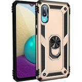 Gpack Samsung Galaxy A02 Vega Tank Koruma Standlı Yüzüklü Mıknatıslı Gold Cep Telefonu Kılıfı