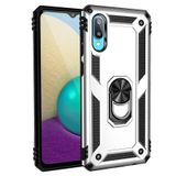 Gpack Samsung Galaxy A02 Vega Tank Koruma Standlı Yüzüklü Mıknatıslı Gümüş Cep Telefonu Kılıfı