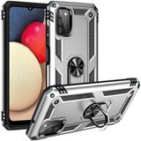 Gpack Samsung Galaxy A03S Vega Tank Standlı Yüzüklü Mıknatıslı Gümüş Cep Telefonu Kılıfı
