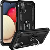 Gpack Samsung Galaxy A03S Vega Tank Standlı Yüzüklü Mıknatıslı Siyah Cep Telefonu Kılıfı