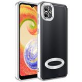 GPACK Samsung Galaxy A04 ile uyumlu Kılıf Logo Gösteren Kamera Korumalı Silikon, Gümüş