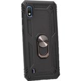 Gpack Samsung Galaxy A10 Çift Katmanlı Tank Yüzüklü Mıknatıslı Vega Kapak Nano Glass Siyah Cep Telefonu Kılıf
