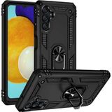 Gpack Samsung Galaxy A13 Vega Tank Standlı Yüzüklü Mıknatıslı Siyah Kılıf