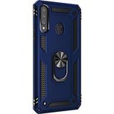 Gpack Samsung Galaxy A20s Çift Katman Zırh Koruma Yüzüklü Vega Nano Ekran Koruyucu Lacivert Cep Telefonu Kılıf