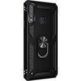 Gpack Samsung Galaxy A20s Çift Katman Zırh Koruma Yüzüklü Vega Nano Ekran Koruyucu Siyah Cep Telefonu Kılıf