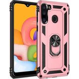 Gpack Samsung Galaxy A21 Tank Vega Standlı Yüzüklü Mıknatıslı Nano Glass Bronz Cep Telefonu Kılıfı