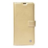 GPACK Samsung Galaxy A71 ile uyumlu Kılıf Kar Delüx Cüzdan Kartvizitli Para Gözlü Kopçalı, Gold