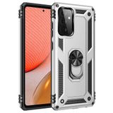 Gpack Samsung Galaxy A72 Vega Tank Koruma Standlı Yüzüklü Mıknatıslı Nano Glass Gümüş Kılıf