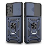 Gpack Samsung Galaxy A73 Sert Silikon Tank Aramid Sürgülü Vega Yüzüklü Lacivert Cep Telefonu Kılıfı