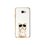 Gpack Samsung Galaxy J4 Plus ile Uyumlu Kılıf, Kamera Korumalı, Köpek Desenli, Standlı, Silikon, Beyaz