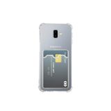 Gpack Samsung Galaxy J6 Plus ile Uyumlu Kılıf, Kartlıklı, Silikon, Kamera Korumalı, Şeffaf