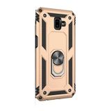 GPACK Samsung Galaxy J6 Plus ile uyumlu Kılıf Vega Standlı Yüzüklü Mıknatıslı, Gold