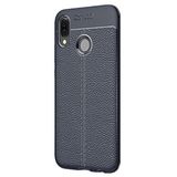 Gpack Samsung Galaxy M10S Niss Deri Görünümlü Nano Glass Lacivert Silikon Cep Telefonu Kılıf