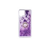 Gpack Samsung Galaxy M22 ile Uyumlu Silikon Kılıf, Sulu Yüzüklü, Mor