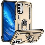 Gpack Samsung Galaxy M23 Vega Sert Silikon Tank Standlı Yüzüklü Mıknatıslı Gold Kılıf