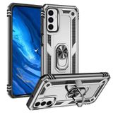 Gpack Samsung Galaxy M23 Vega Sert Silikon Tank Standlı Yüzüklü Mıknatıslı Gümüş Kılıf