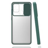 Gpack Samsung Galaxy M31 Kamera Sürgülü Kapatmalı Silikon Yeşil Kılıf