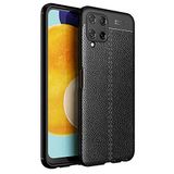 GPACK Samsung Galaxy M32 4G ile uyumlu Kılıf Niss Silikon Deri Görünümlü Korumalı, Siyah