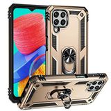 GPACK Samsung Galaxy M33 ile uyumlu Kılıf Vega Sert Silikon Tank Standlı Yüzüklü Mıknatıslı, Gold