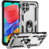Gpack Samsung Galaxy M33 Kılıf Vega Sert Silikon Tank Standlı Yüzüklü Mıknatıslı+Nano Gümüş