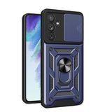 GPACK Samsung Galaxy M34 ile uyumlu Kılıf Pars Sürgülü Vega Yüzüklü Sert Silikon, Lacivert